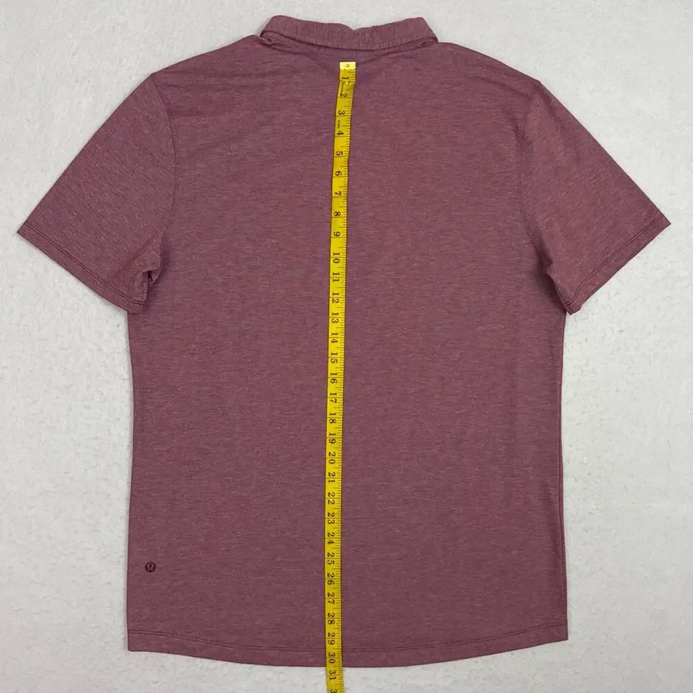 Lululemon Evolution Polo Mens Large Heathered Red Merlot Golf Performance